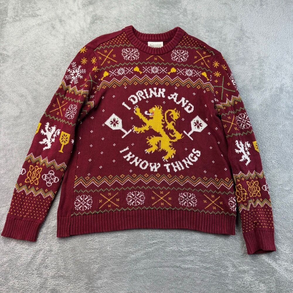 Game of Thrones Sweater Women's Medium Red Christmas House Lannister Tyrion Soft